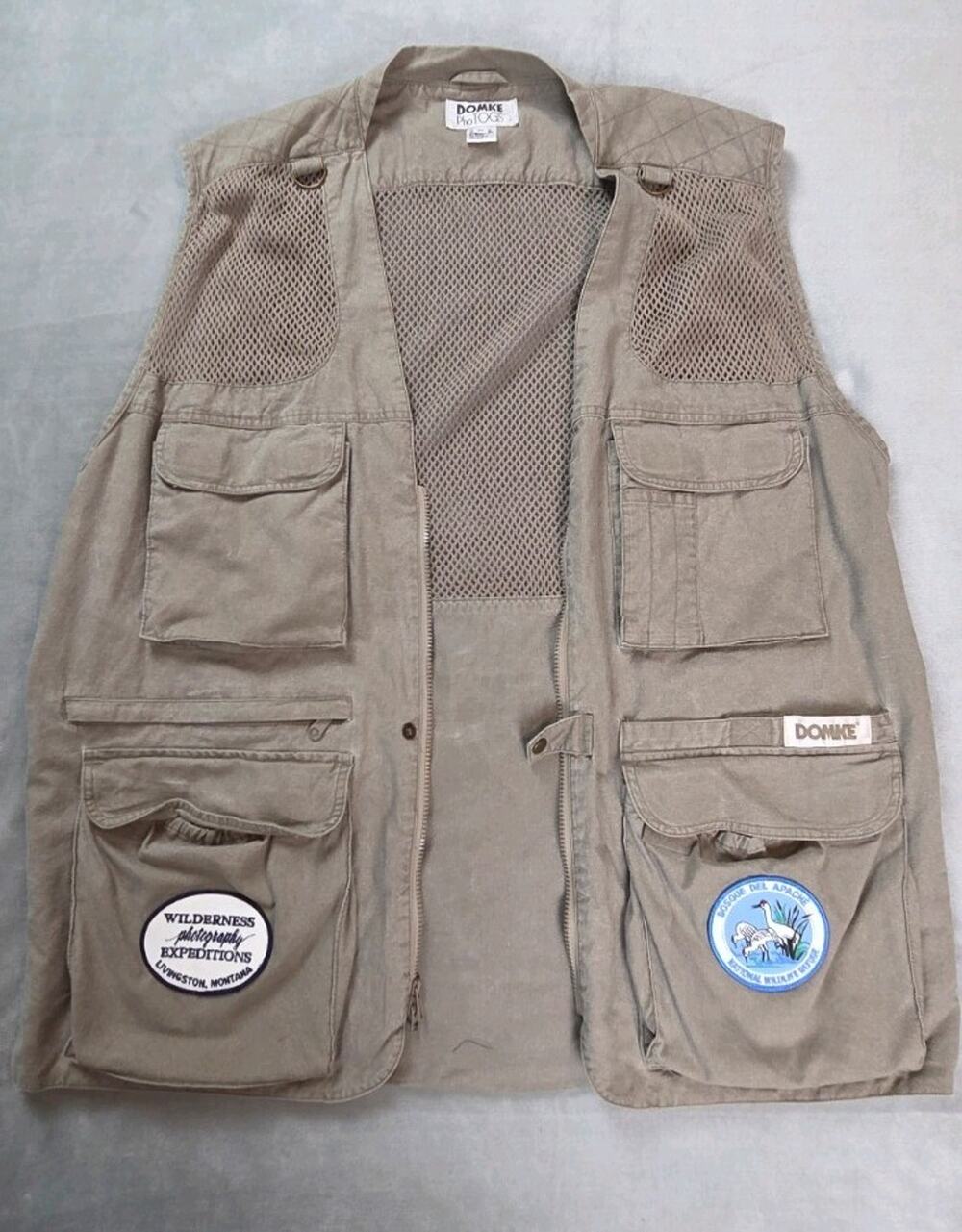 Domke PhoTOGS Photographer Vest Mens XL Khaki Fishing Safari Utility Pockets zip